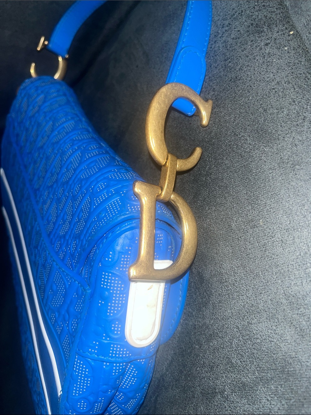 Dior Blue and White Saddle Shoulder Bag - Picture 5 of 15